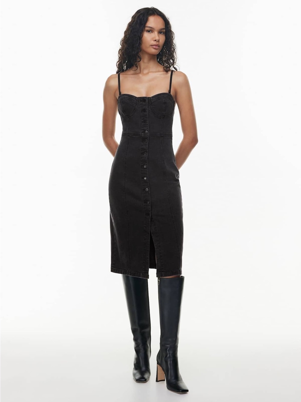 Aritzia Denim Forum The 90's Midi Denim Dress Black Eyeliner
#115764
